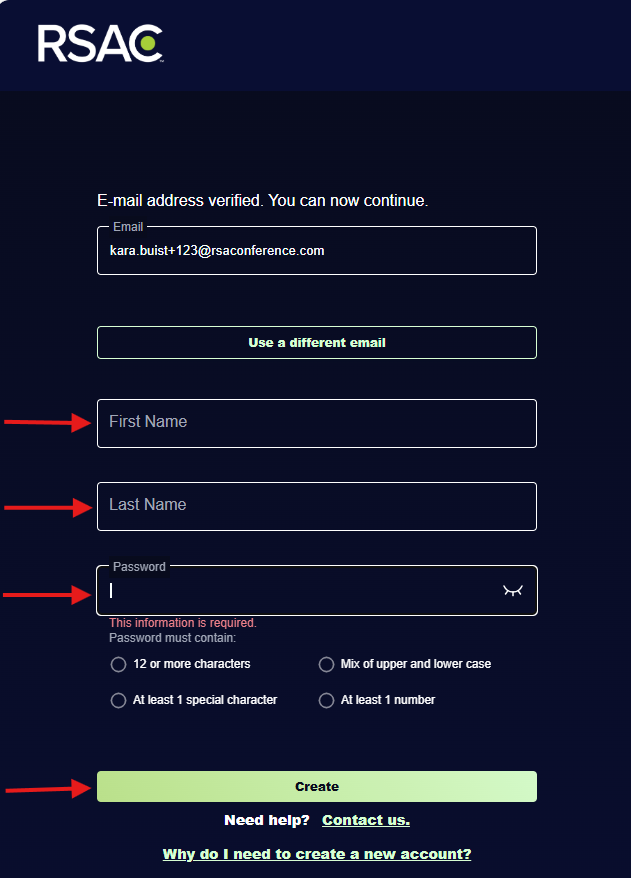 Ciam Create Password