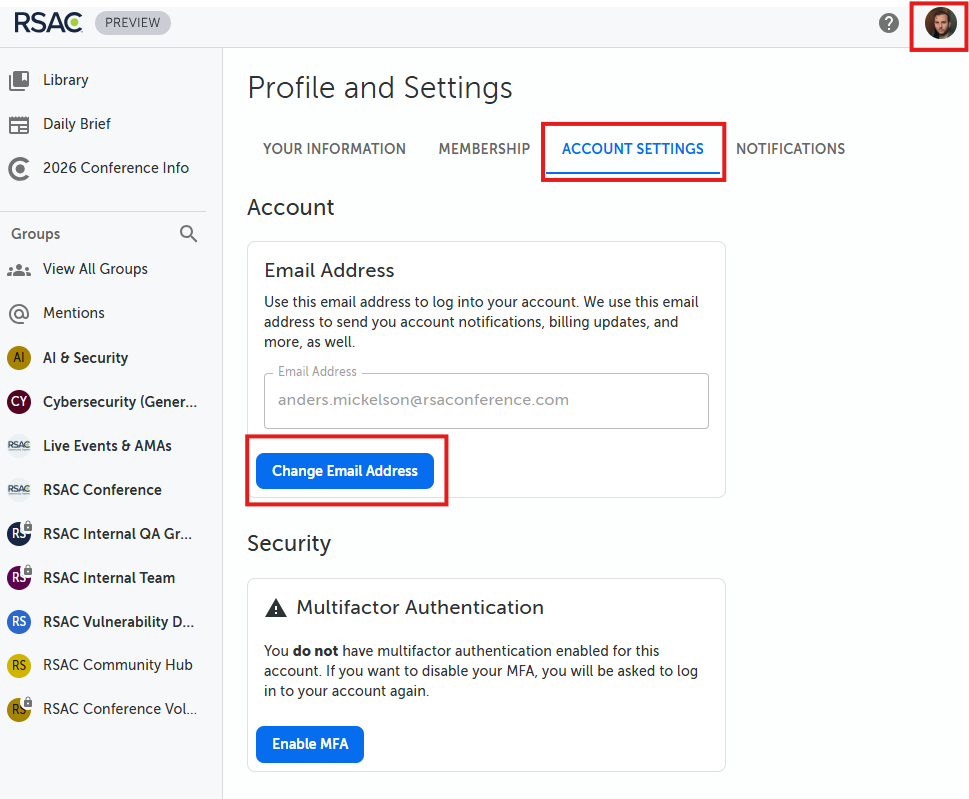 How do I update my email?